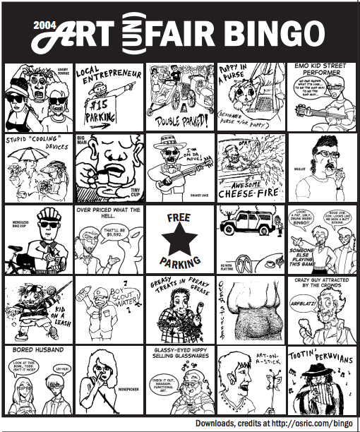 Damn Arbor Art Fair Bingo