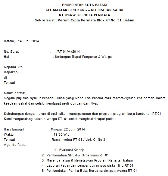 Contoh Surat Undangan Rapat Internal Bpd - Delinewstv