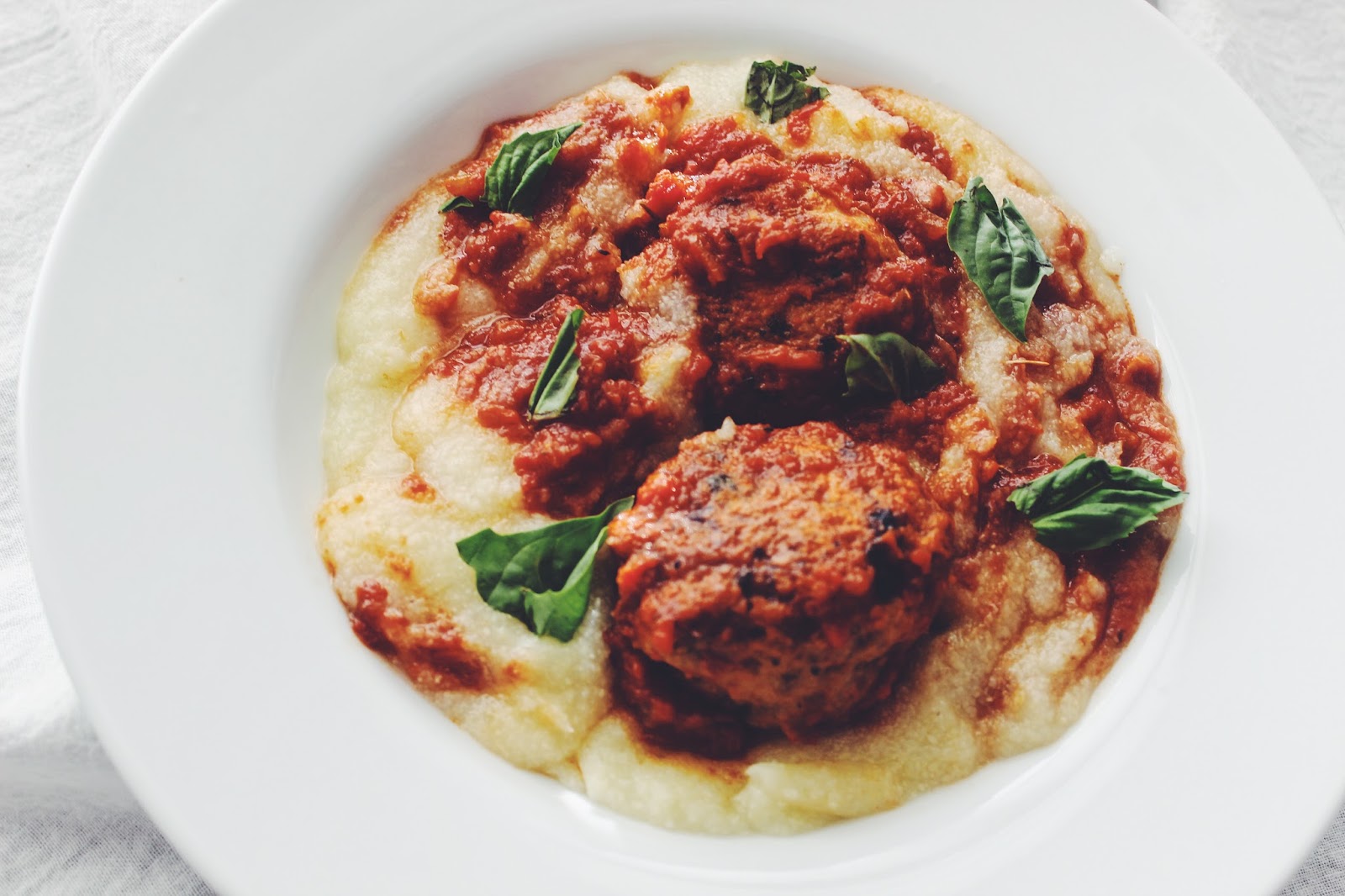 Homemade Marinara and Meatballs with Creamy Polenta D.M.R. Fine Foods