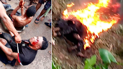 2 Men Roasted Alive For Stealing In Imo State (Viewers Discretion)