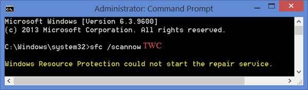 Windows Resource Protection ไม่สามารถเริ่มบริการซ่อมแซมได้