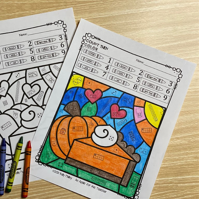 Thanksgiving  Subitizing Color By Number Worksheets Pumpkin Pie