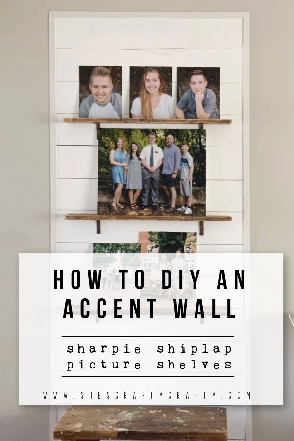 She's Crafty Accent Wall with Sharpie Shiplap and Picture Ledges