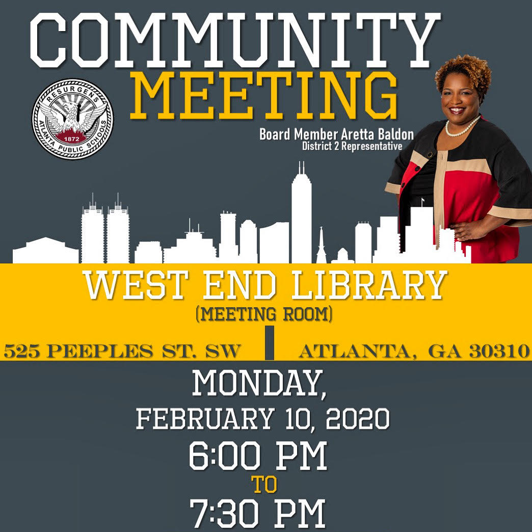 NPU-S Atlanta: APS District 2 Community Meeting - Monday, February 10, 6pm NPU-S Atlanta: APS District 2 Community Meeting - Monday, February 10, 6pm