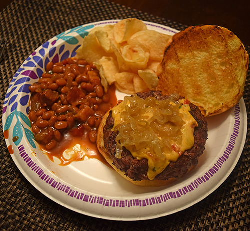 Pimento Cheese Burger recipe for the Big Green Egg kamado grill