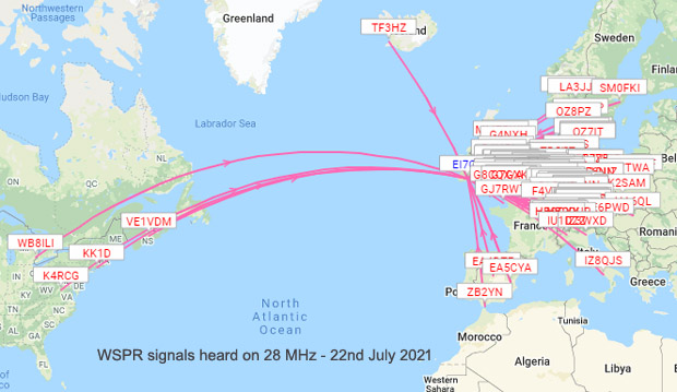 Ei7gl A Diary Of Amateur Radio Activity Top Spotter For Wspr On 28 Mhz 22nd July 2021