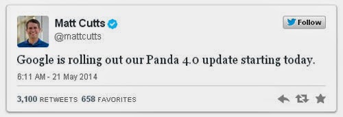 Twitt Matt Cutts Google Panda 4.0