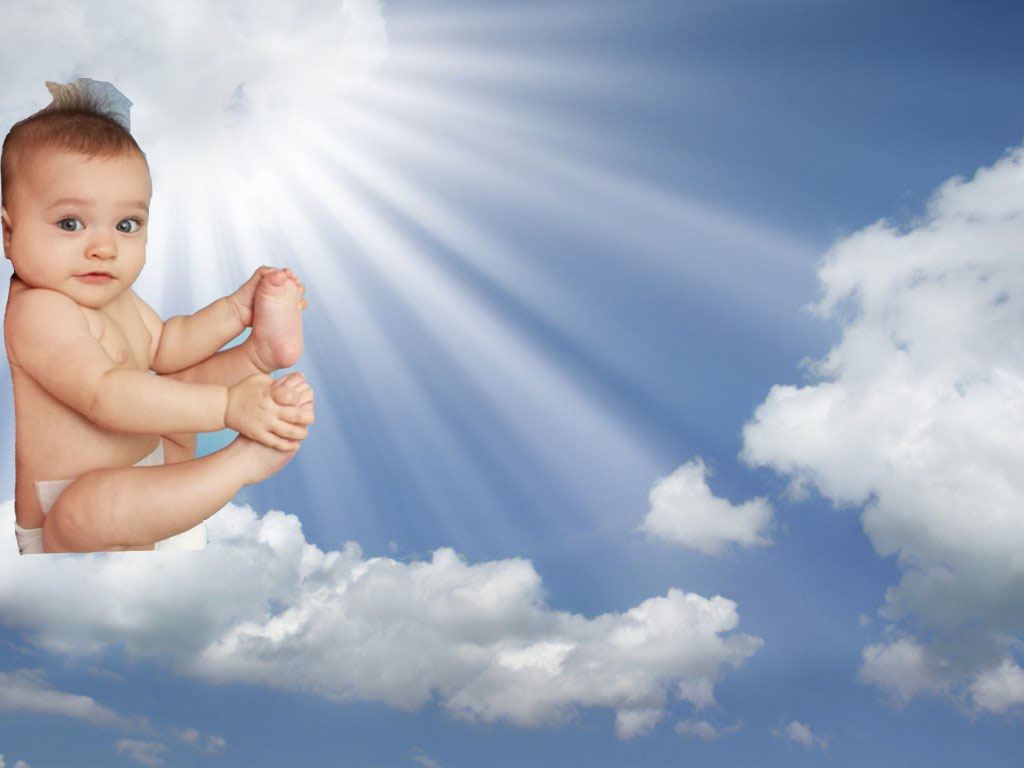 digital graphics baby in clouds