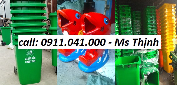 Thùng rác nhựa 240L màu cam, vàng lh 0911.041.000 0