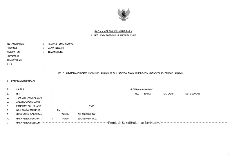 Surat Pengusulan Pensiun PNS Format Word Surat Pengusulan Pensiun PNS Format Word