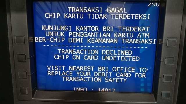 Gagal Transaksi Chip Kartu ATM BRI Tidak Terdeteksi