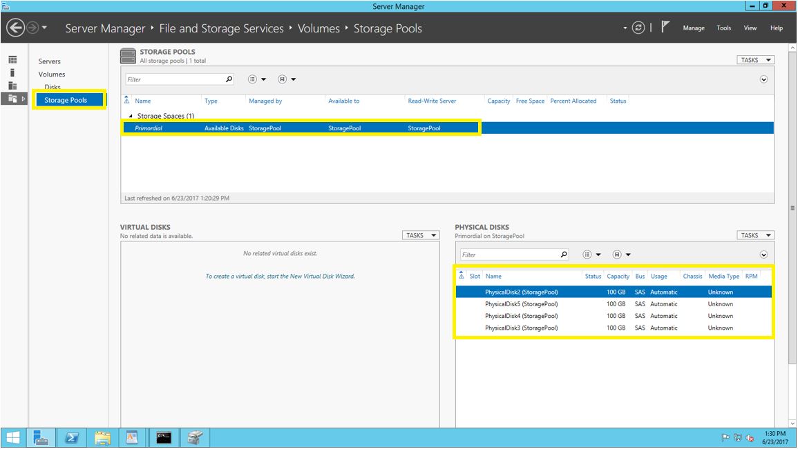 How to create Storage Pool Windows Server 2012 R2