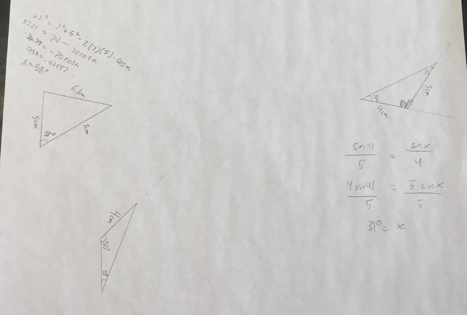 Biology by the Math Mom: Hands-On Law of Sines and Cosines