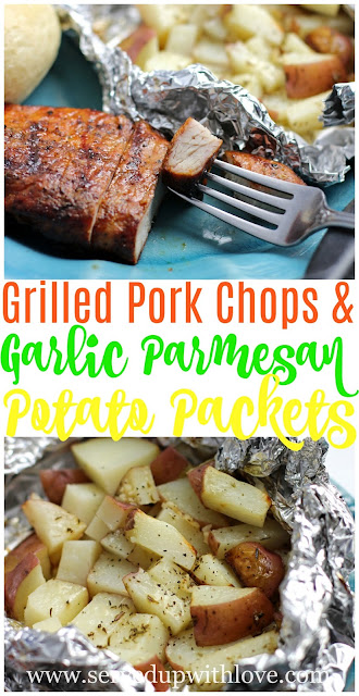 grilled-hickory-brown-sugar-marinated-pork-chops-and-garlic-parmesan-potato-packets