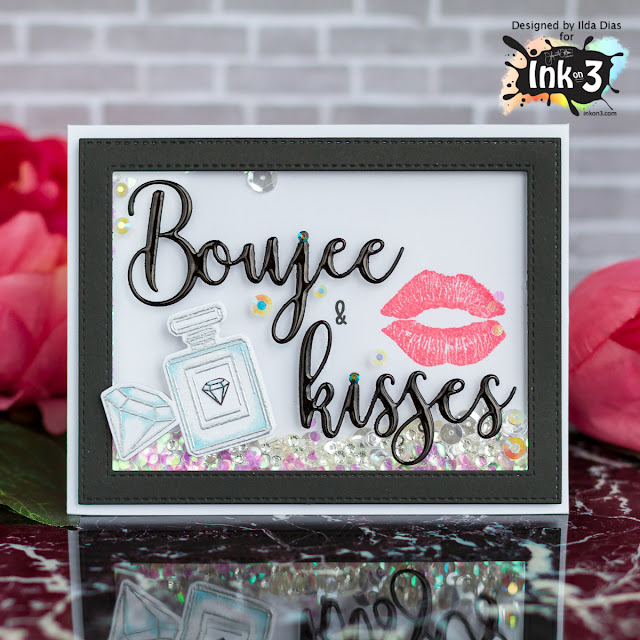 Boujee and Kisses Shaker Card by Ink On 3 by ilovedoingallthingscrafty.com