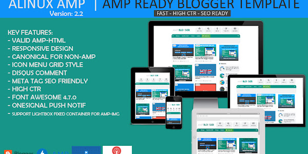 Template Blogger Alinux AMP, Premium Tema Valid AMP HTML