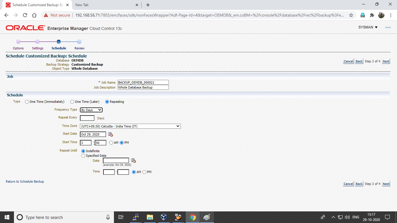 Oracle Database Commands and Practical Examples: OEM 13c - Schedule ...