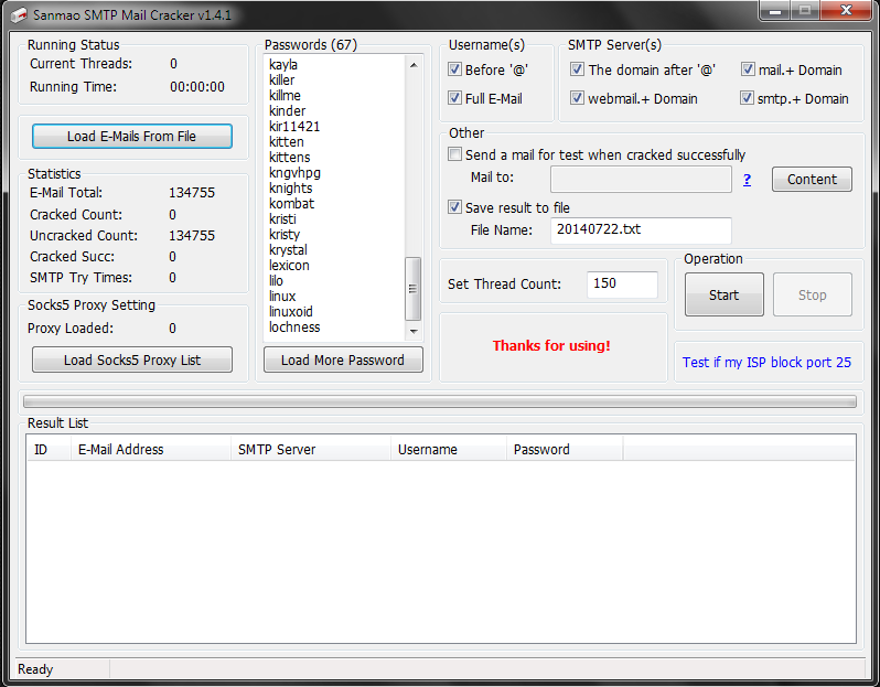 Smtp cracker password list intelligencelasopa