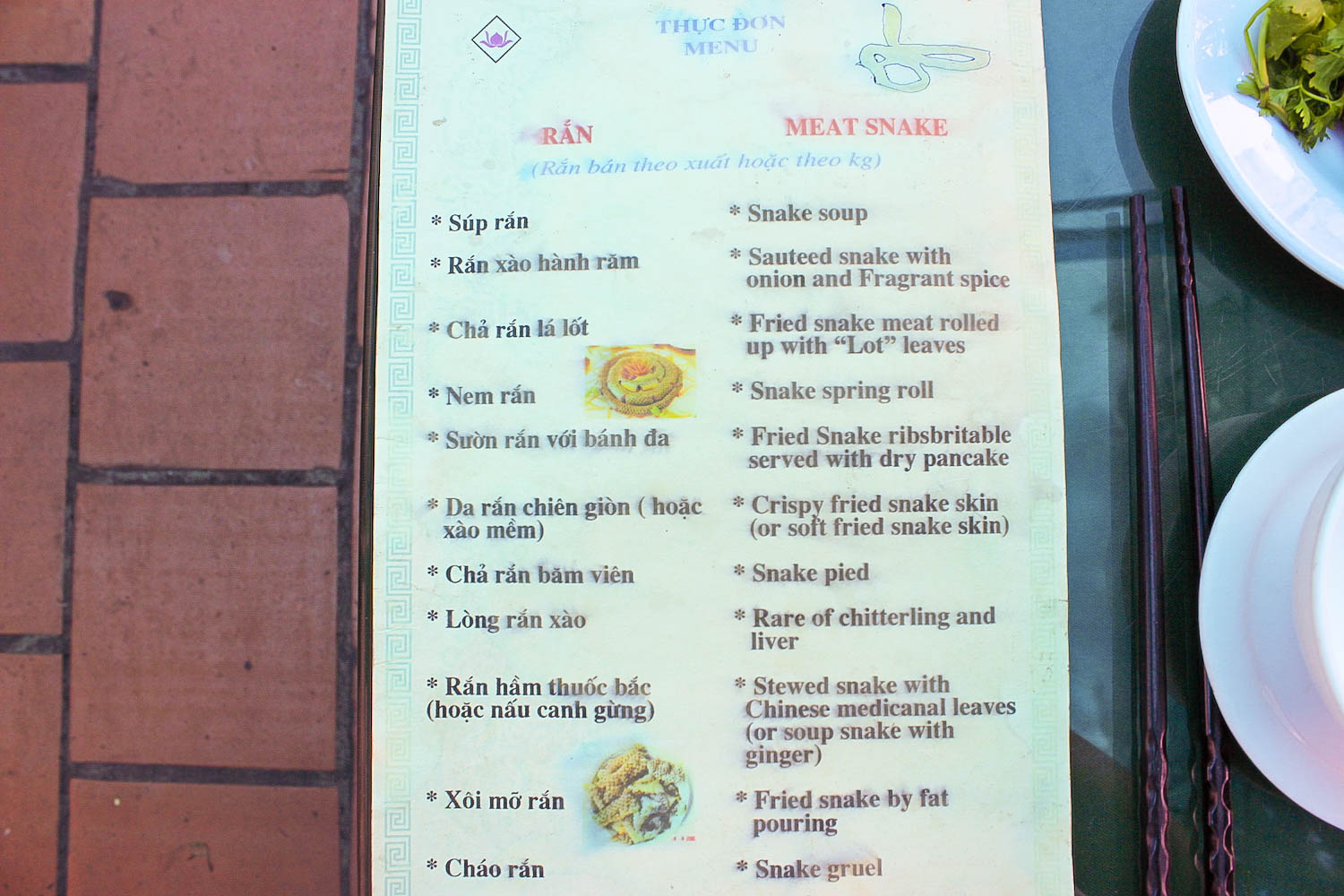 snake restaurant menu vietnam