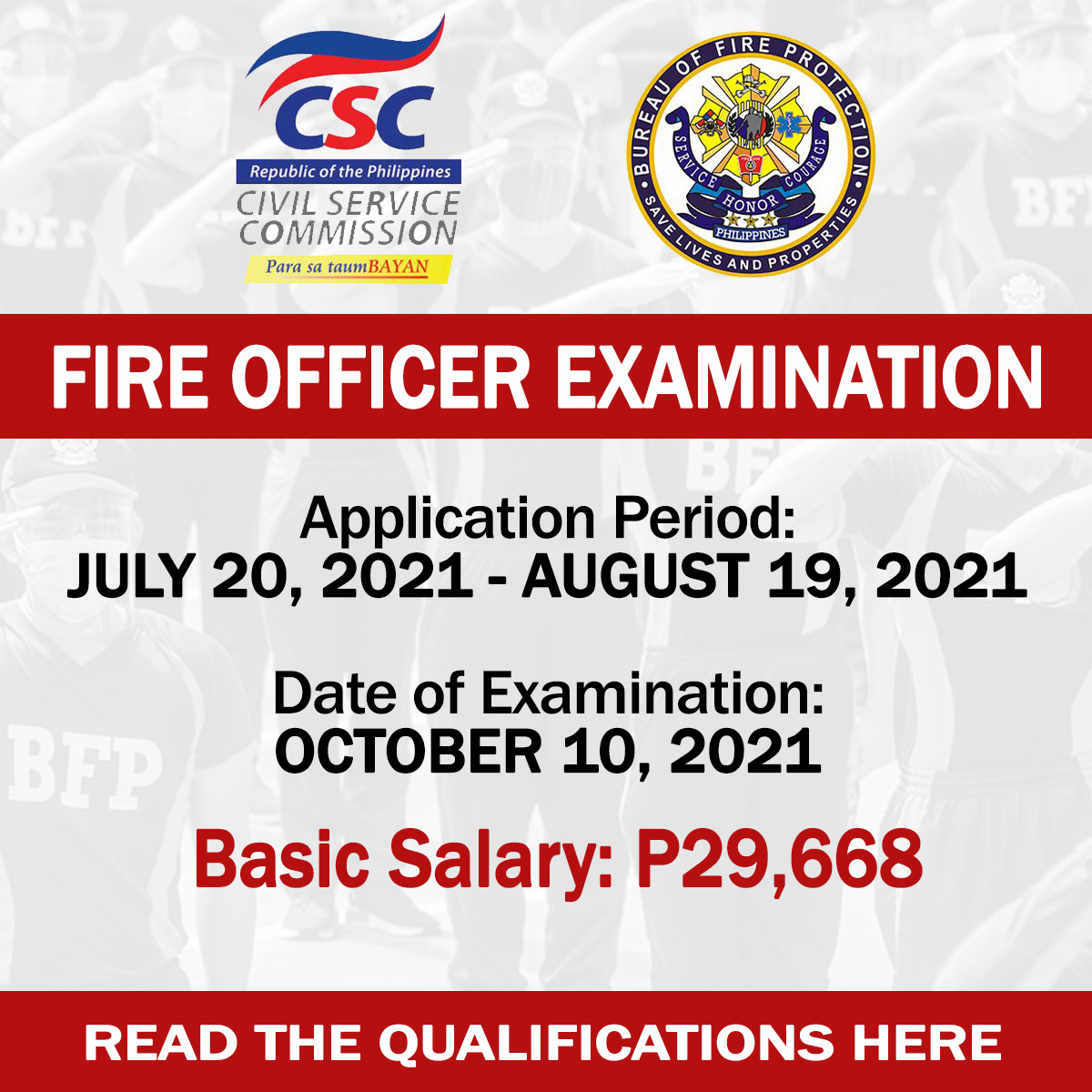 CSC Fire Officer Examination (CY 2021) Read the Qualifications Here