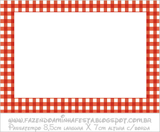 Xadrez Vermelho e Branco - Kit Completo com molduras para convites