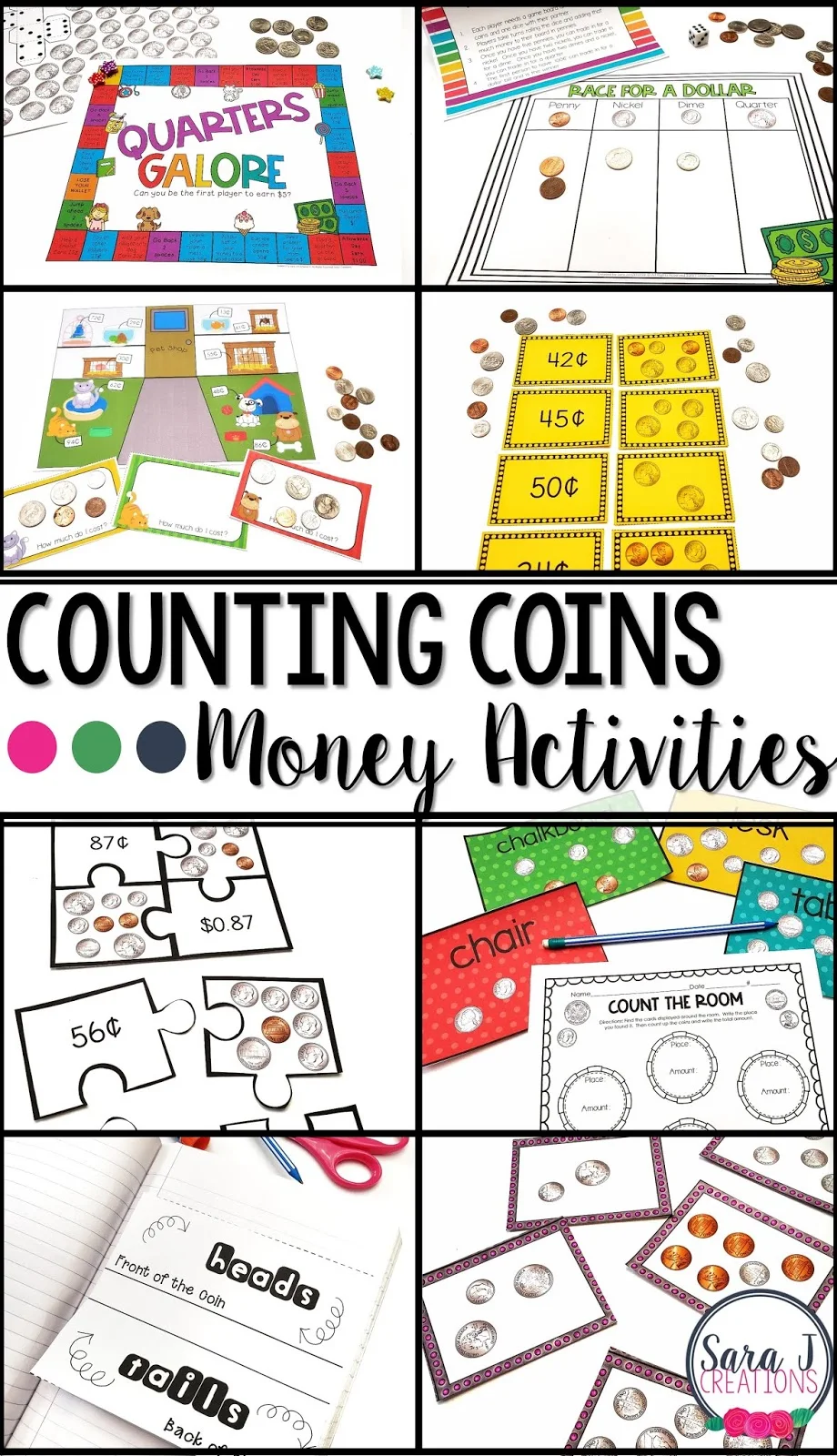 Eight counting coins activities to make teaching money more fun! Includes lots of games that are perfect for math stations, centers, small group, and more. Created with 2nd grade standards in mind. 