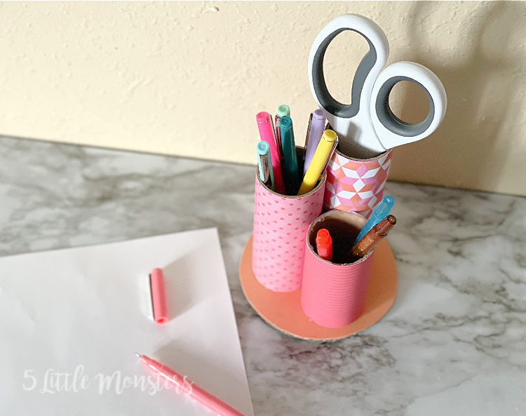 5 Little Monsters Recycled Cardboard Tube Desk Organizer