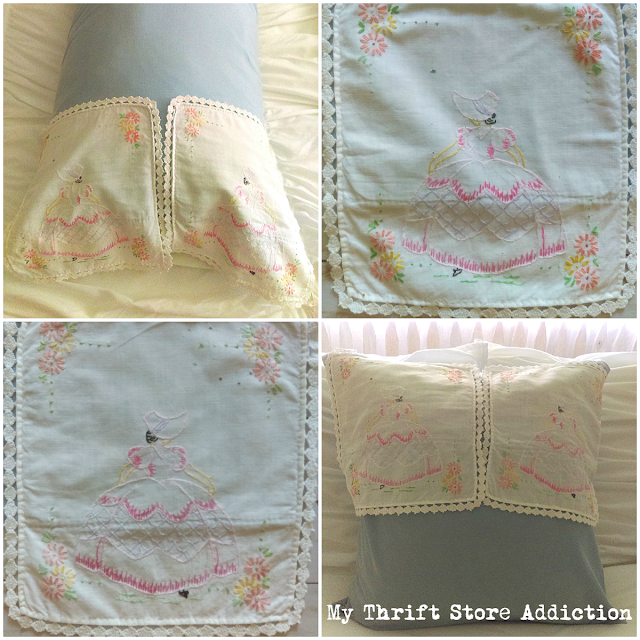 vintage embroidered pillowcase