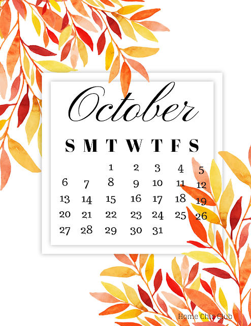 October 2019 Printable Calendar | Home Chic Club: October 2019 ...