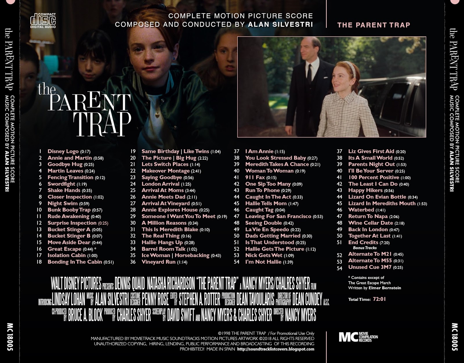 Alan Silvestri Suite From The Parent Trap Soundtrack List Covers: The Parent Trap Complete (Alan Silvestri)