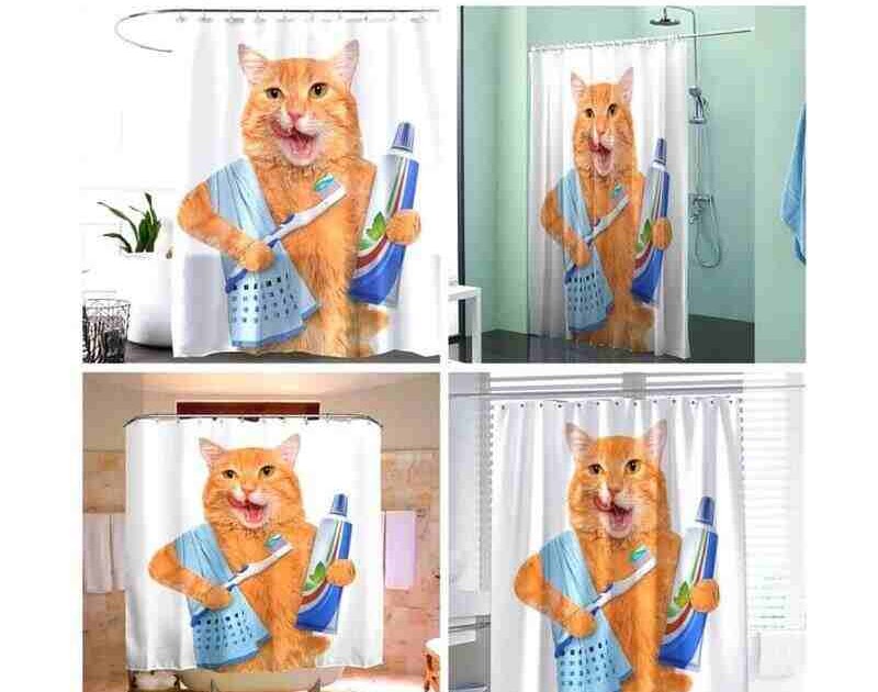 Funny Cat Shower Curtain, Funny Cat Shower Curtain