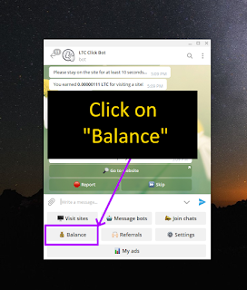 Click on Balance menu button