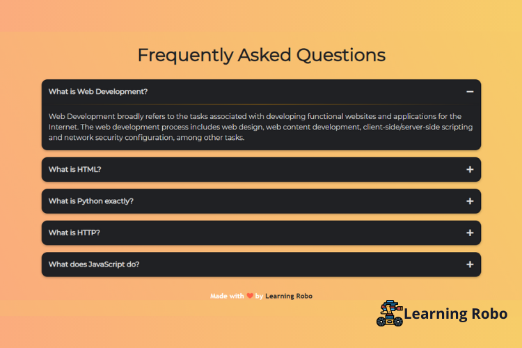 Responsive Accordion Menu using HTML, CSS & JavaScript with modern UI