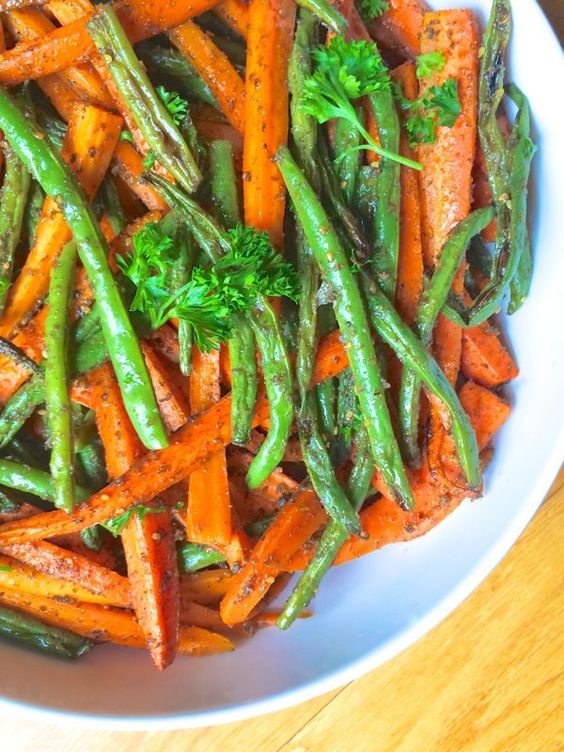 Za'atar Roasted Carrots and Green Beans Food Recipes Instant