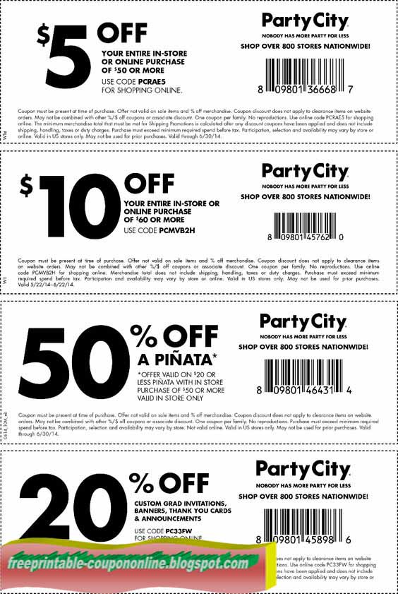 Printable Coupons 2018 Party City Coupons