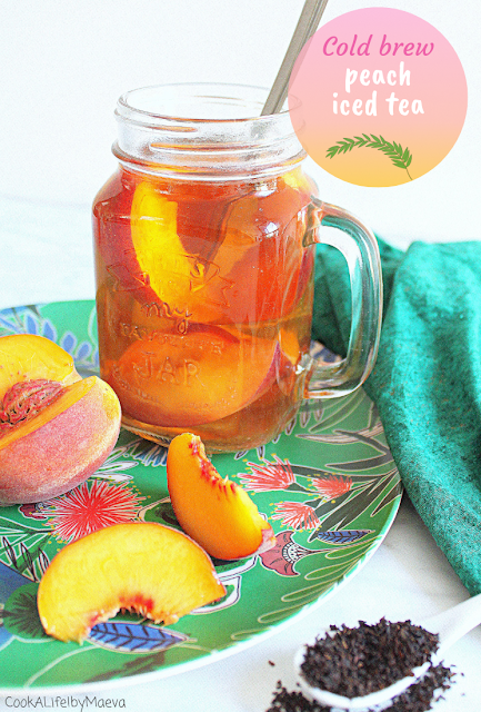 Thé glacé pêche infusé à froid - Cold brew Peach iced tea • Cook A Life! by Maeva
