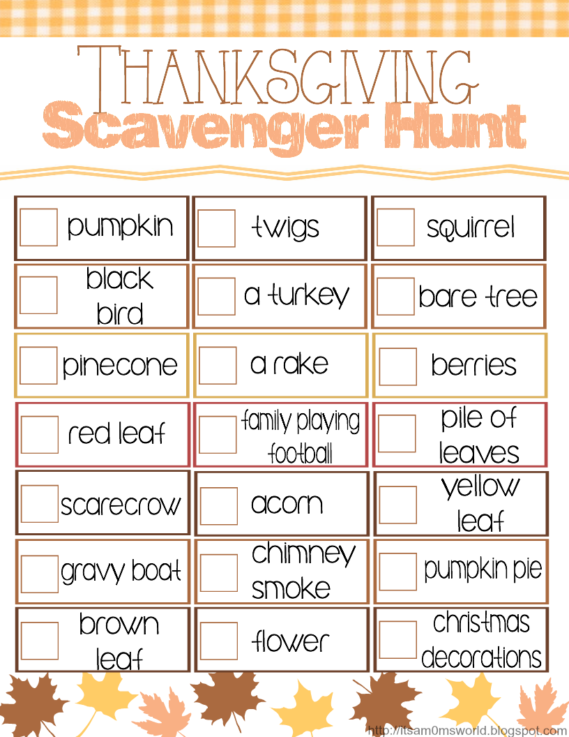It s A Mom s World Thanksgiving Scavenger Hunt Free Printable
