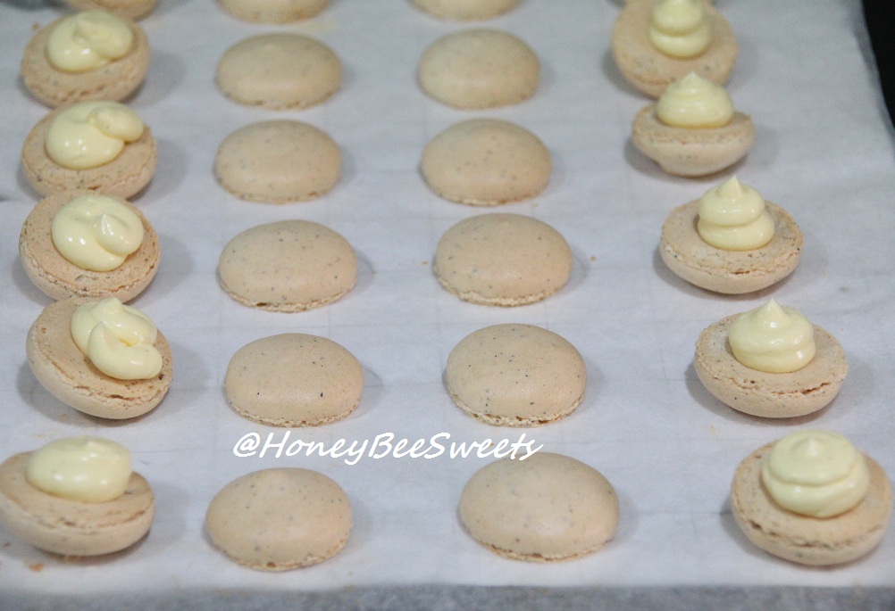 Honey Bee Sweets Earl Gray Macarons with Passion Fruit Buttercream