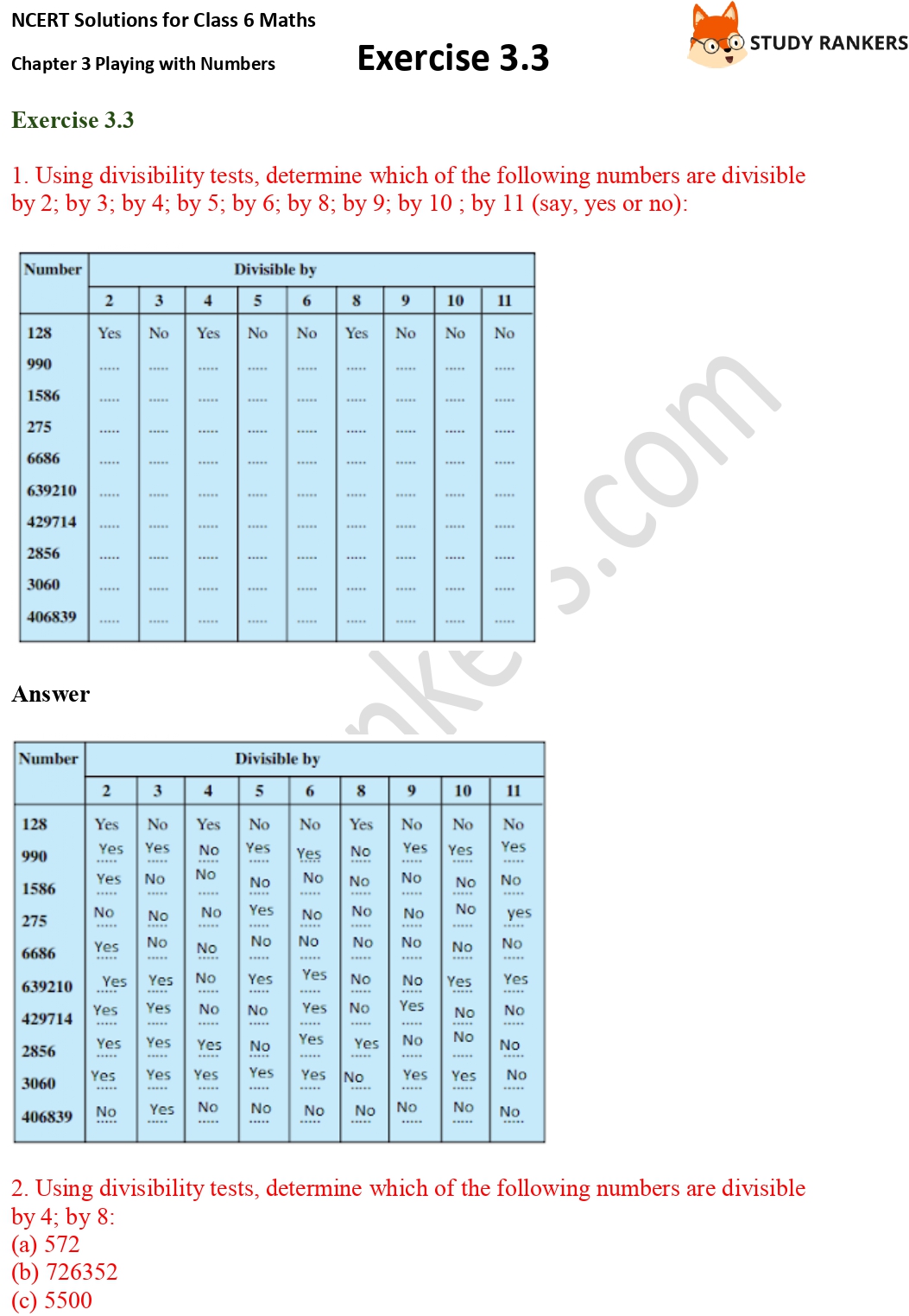 NCERT Solutions for Class 6 Maths Chapter 3 Playing with Numbers Exercise 3.3 Part 1