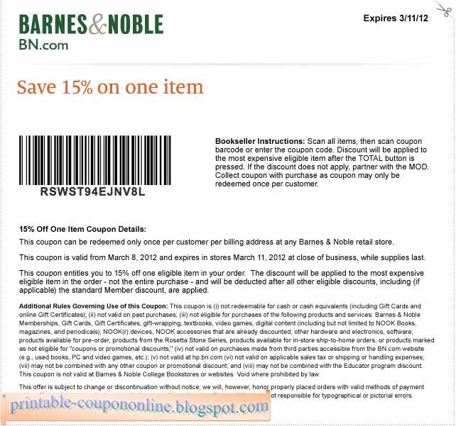 Printable Coupons 2021: Barnes and Noble Coupons