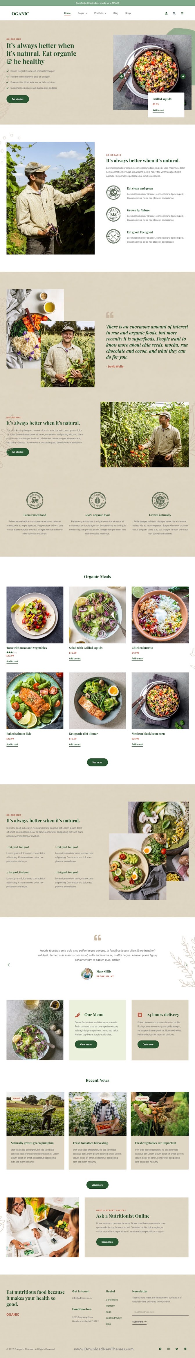 Organic Food Elementor Template kit