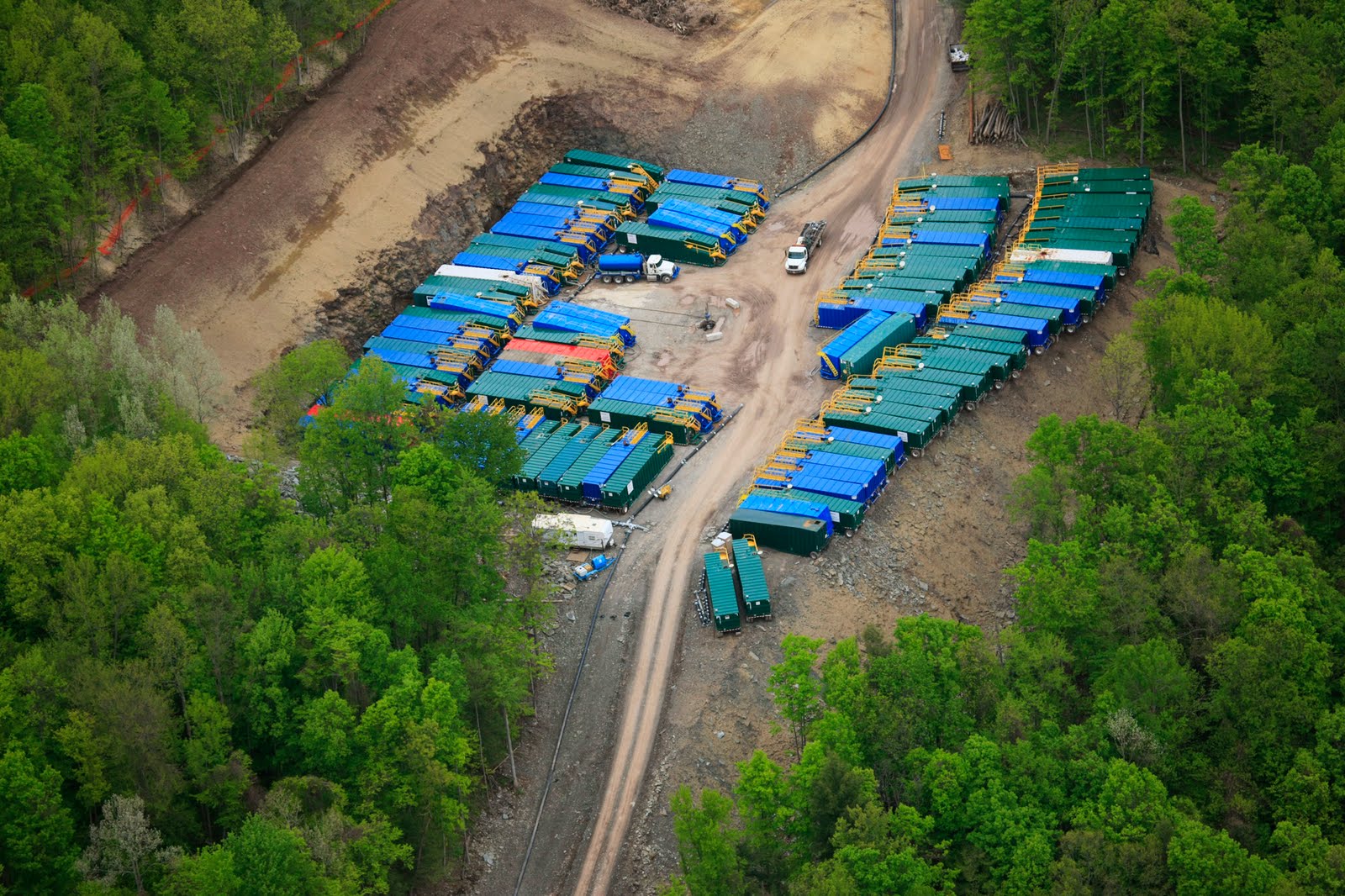 trucks storing fracking water