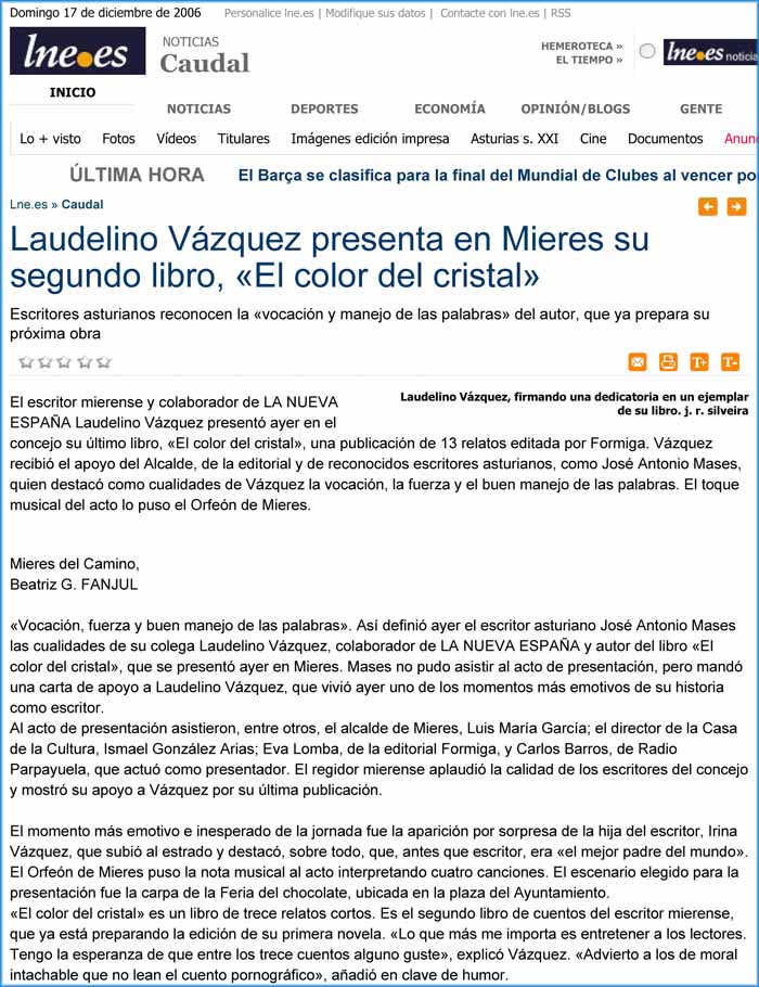 El Color del Cristal, de Laudelino Vázquez