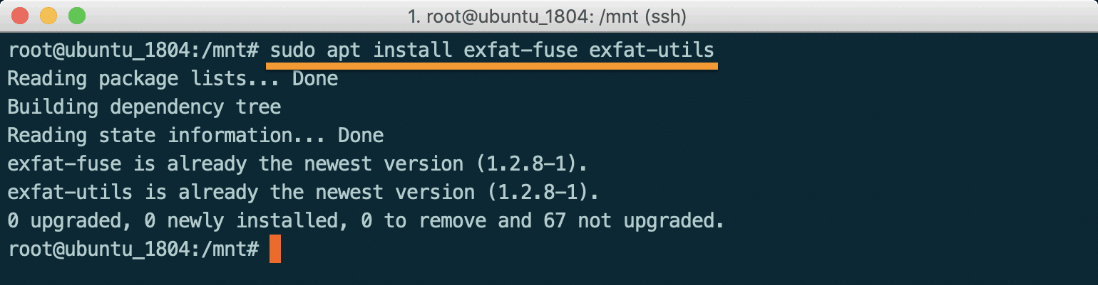 Linux install exfat-fuse and exfat-utils