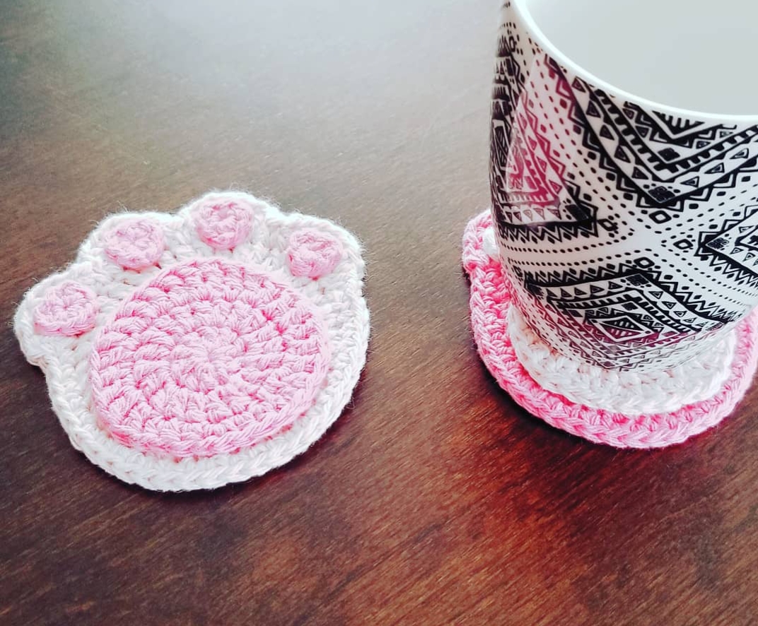 Paw Print Crochet Coaster Pattern Delilah Crochet