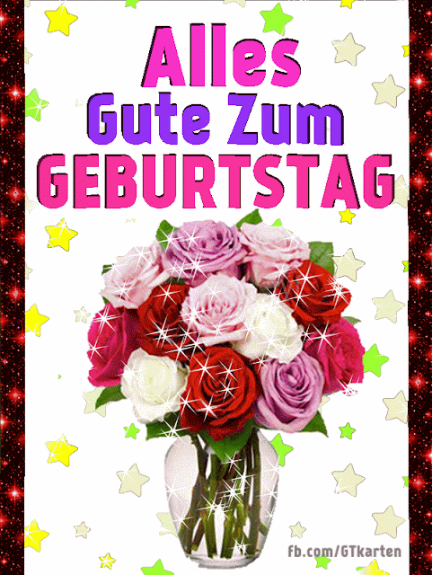 Rosen in der Vase, Geburtstagsgruß GIF