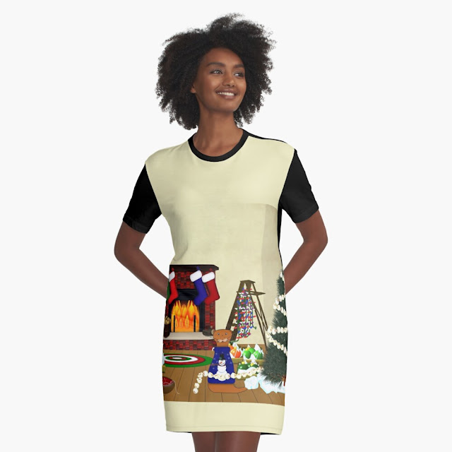 Oliver Decorates for Christmas Graphic T-Shirt Dress