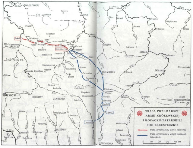 Продвижение польской и казацко-татарской армий к Берестечку. Romanski, R. Beresteczko 1651