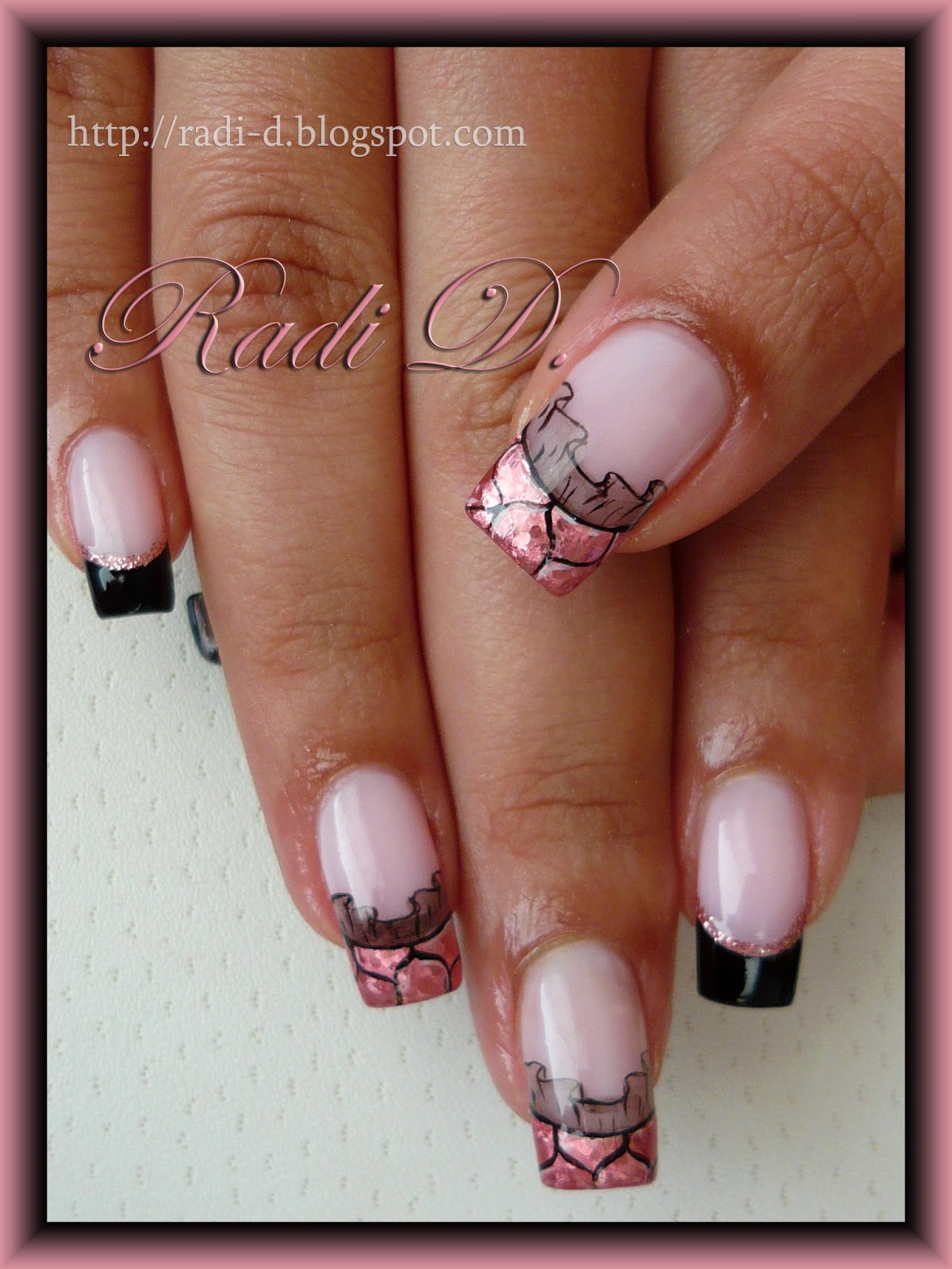 It`s all about nails: Black French, Pink Foil & Lace