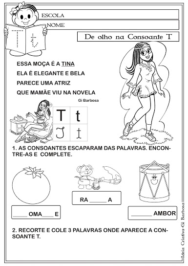 Atividades Letras do Alfabeto com texto  Turma da Mônica